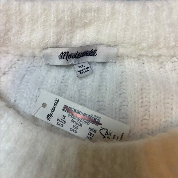 Madewell White Ribbed Knit Sweater XL NWT Oversized Cozy Pullover - Picture 4 of 5